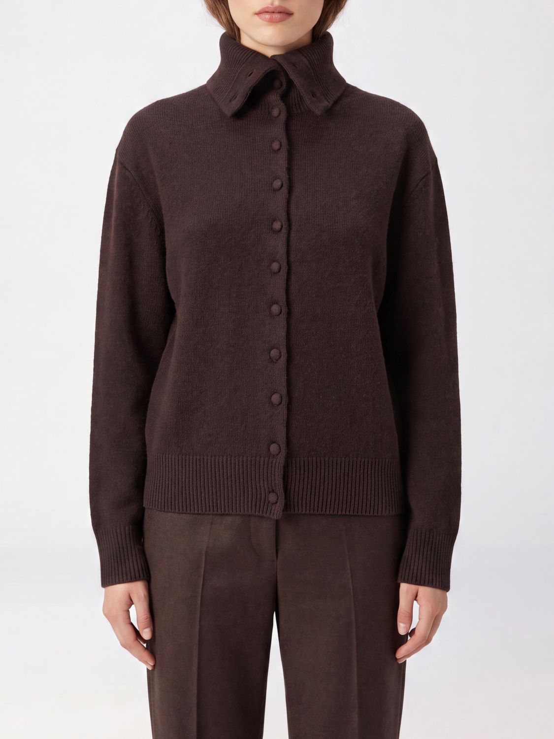 LISA YANG Relaxed Fit Pure Cashmere High Neck Cardigan