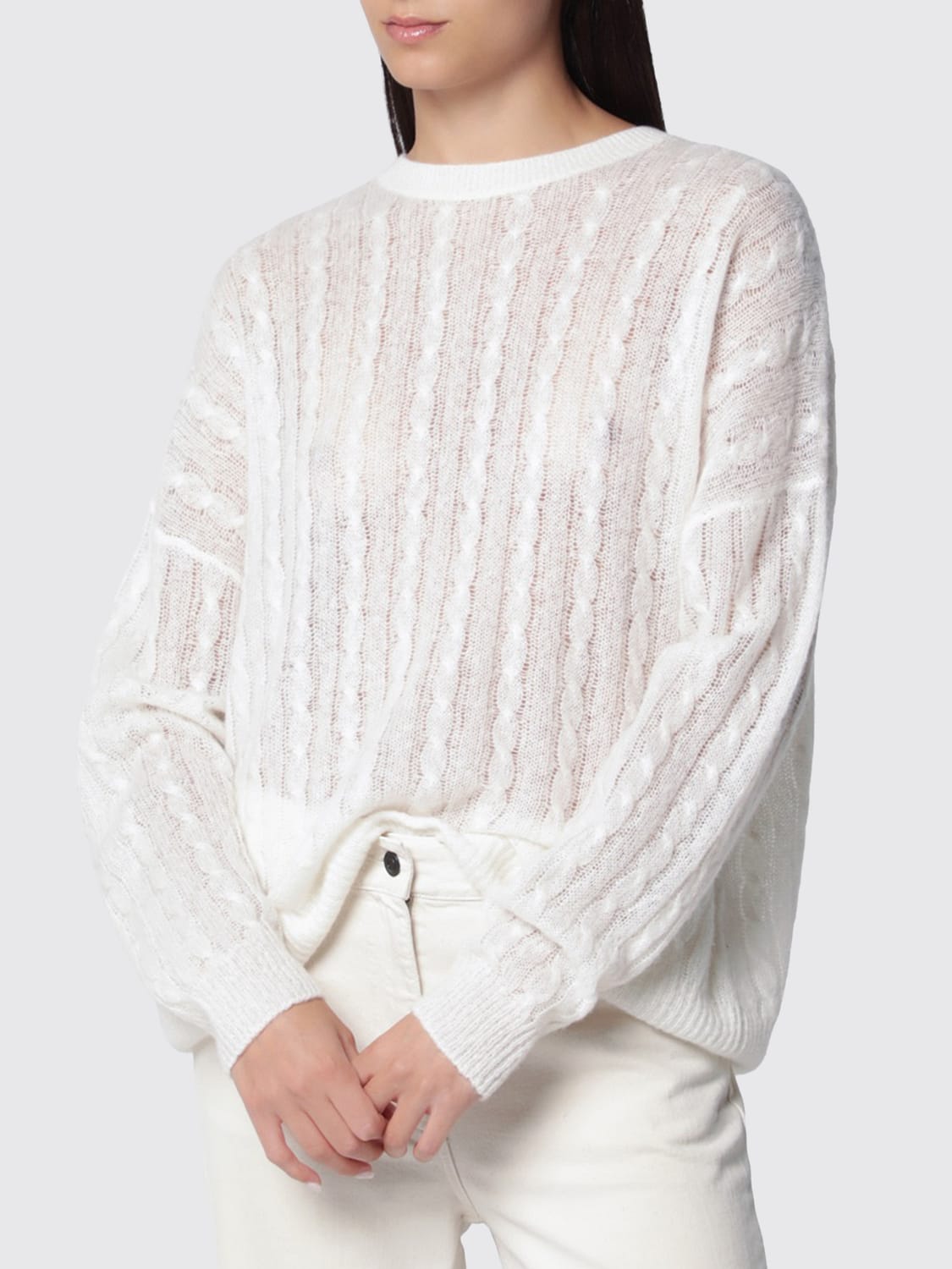LISA YANG Maglia girocollo a coste in misto cashmere e seta