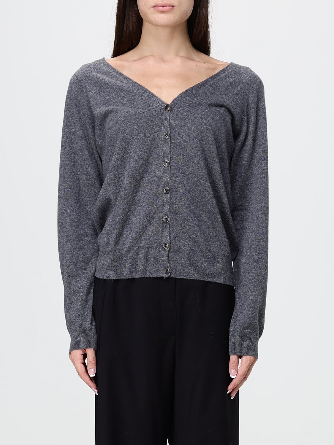 LISA YANG Cardigan relaxed fit in puro cashmere con scollo a V