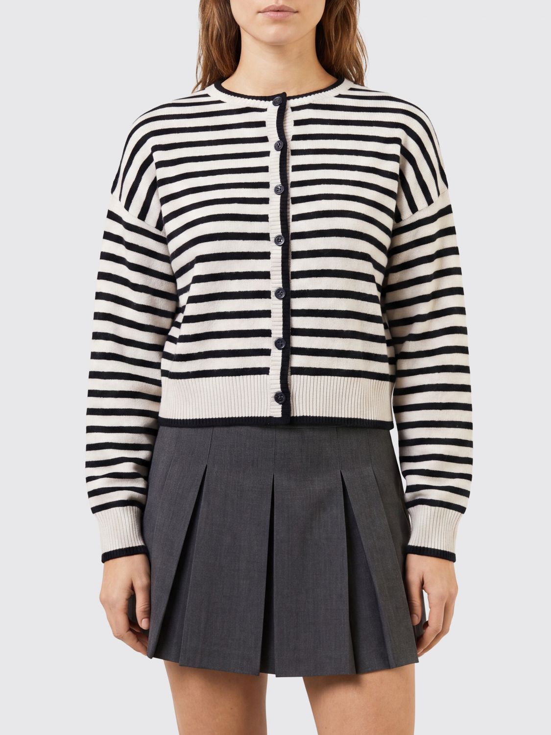 LISA YANG Relaxed Fit Striped Pure Cashmere Cardigan