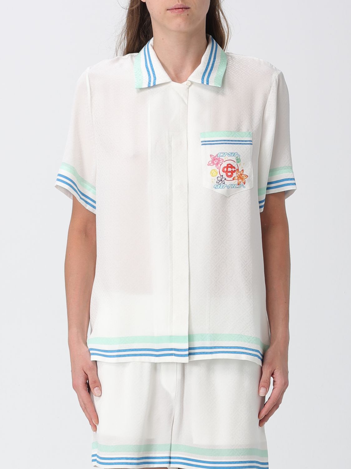 CASABLANCA Slim Fit Short-Sleeved Silk Bowling Shirt