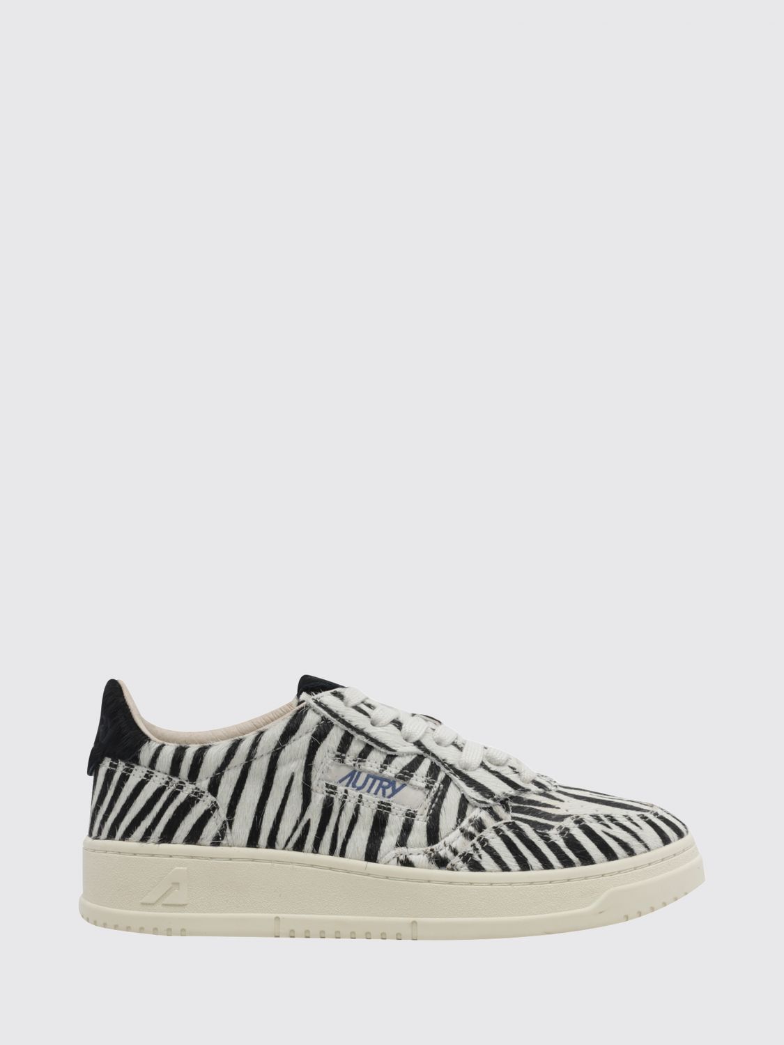 Autry Medalist Low Sneakers in Leather with Animalier Pony Hair Inserts