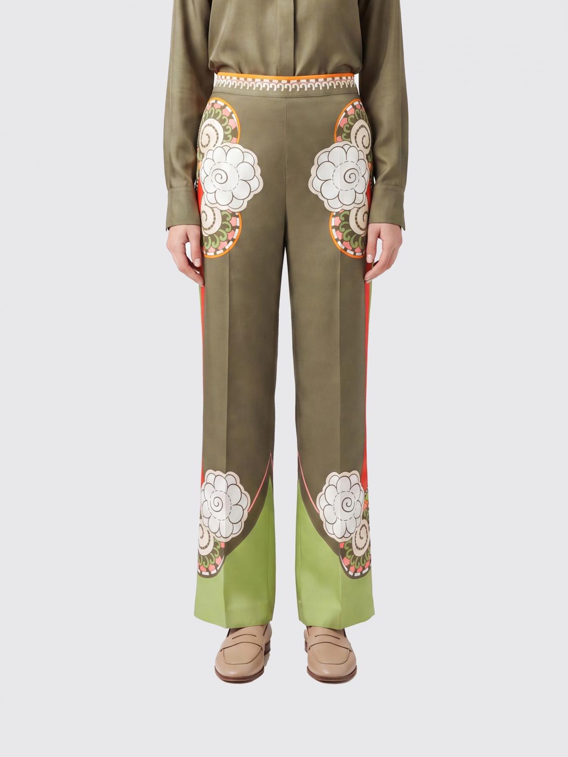 LA DOUBLEJ Pantaloni skinny cropped in viscosa stretch con stampa etnica