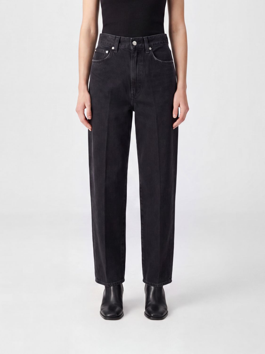 AGOLDE High-Waist Tapered-Fit Jeans aus Denim mit fünf Taschen