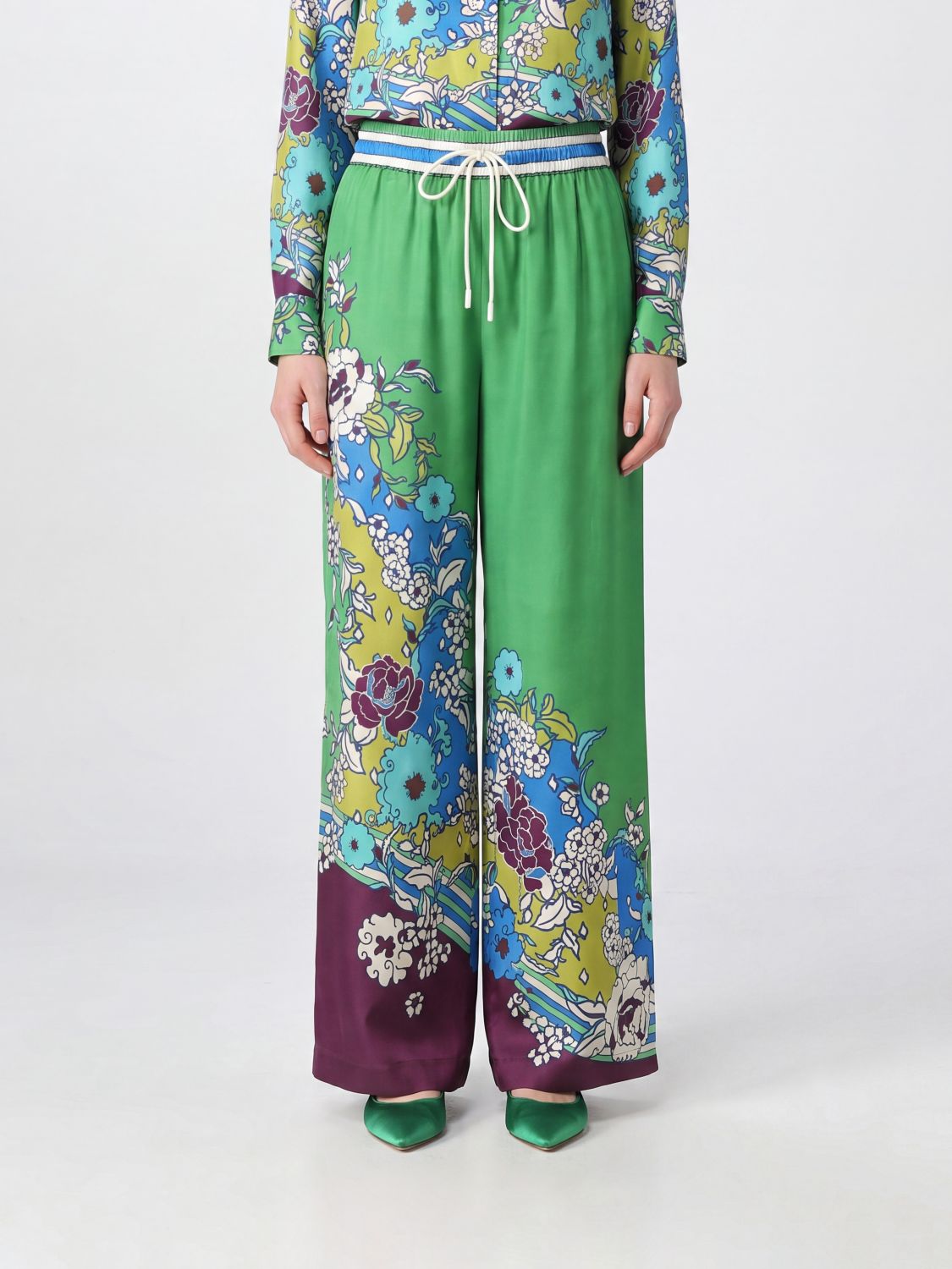Alemais Nanci Palazzo-Hose aus Seide mit Blumenmuster und hoher Taille