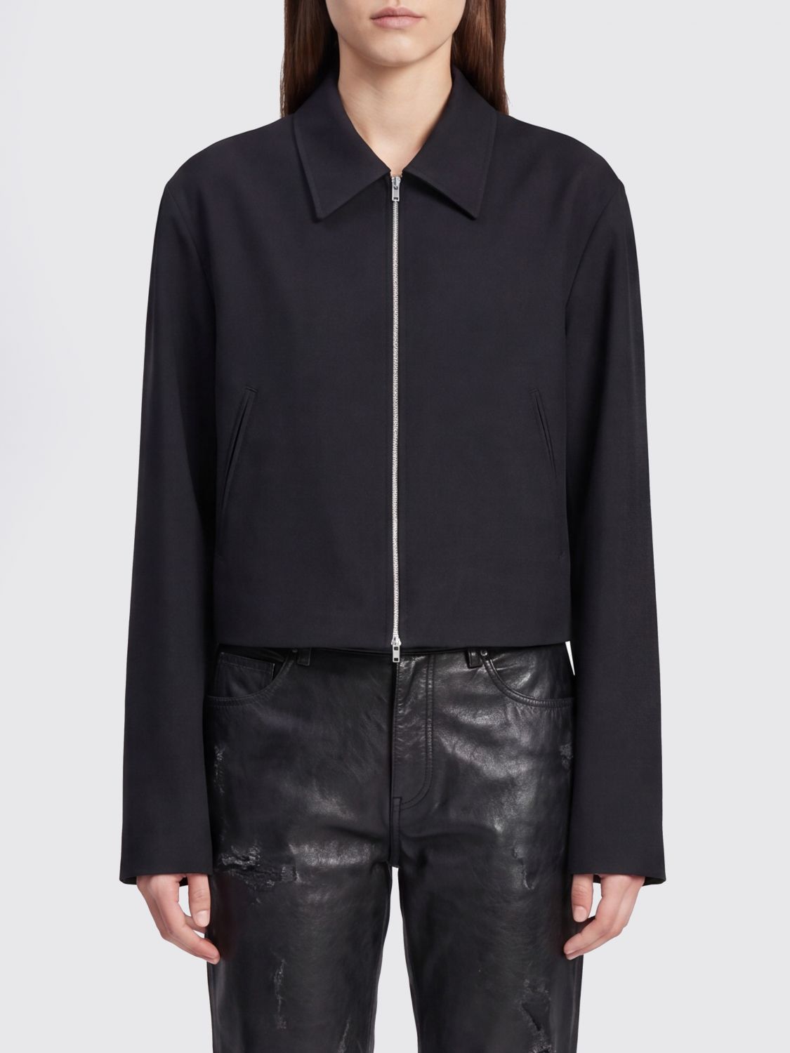 OUR LEGACY Merino Wool Shirt Jacket with Zip Closure and Dropped Shoulders