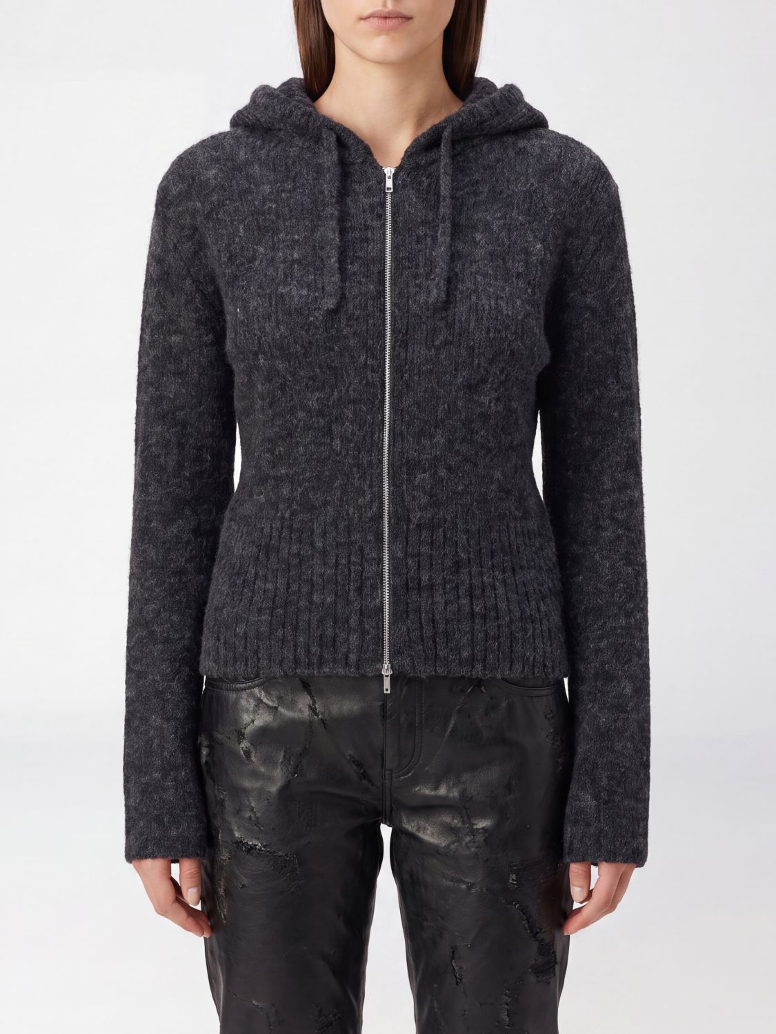 Our Legacy Slim Fit Alpaca Wool Knit Jumper with Zip and Hood