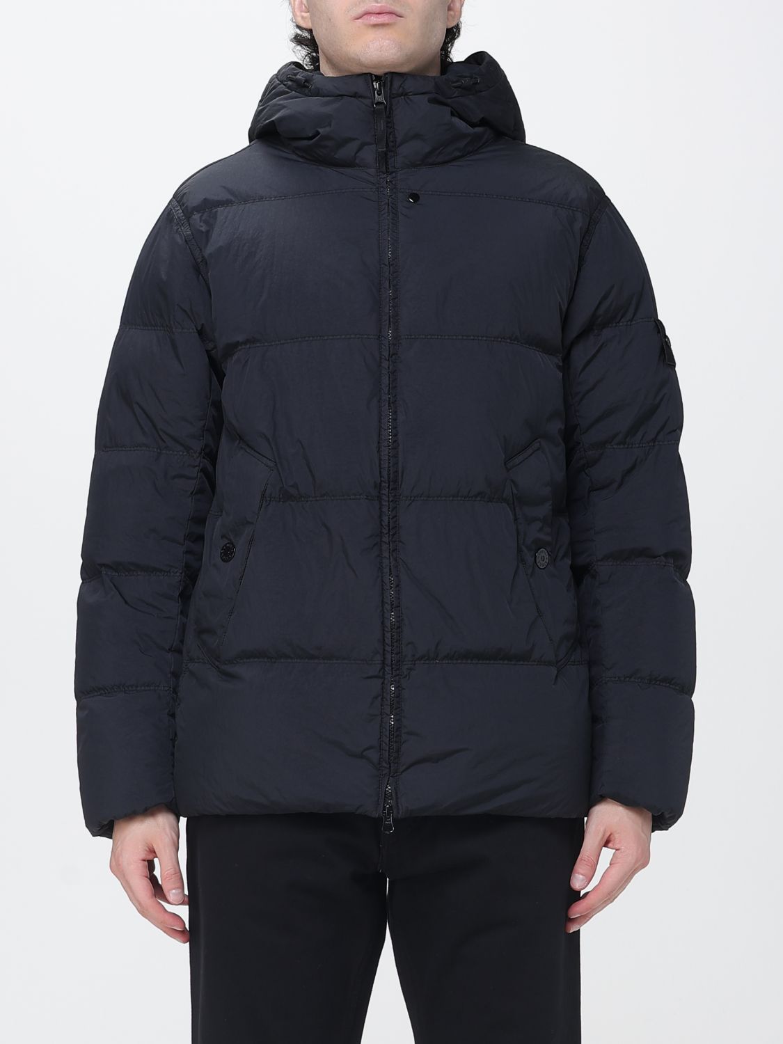 STONE ISLAND Waterproof Nylon Puffer Jacket with Hood and Compass Logo