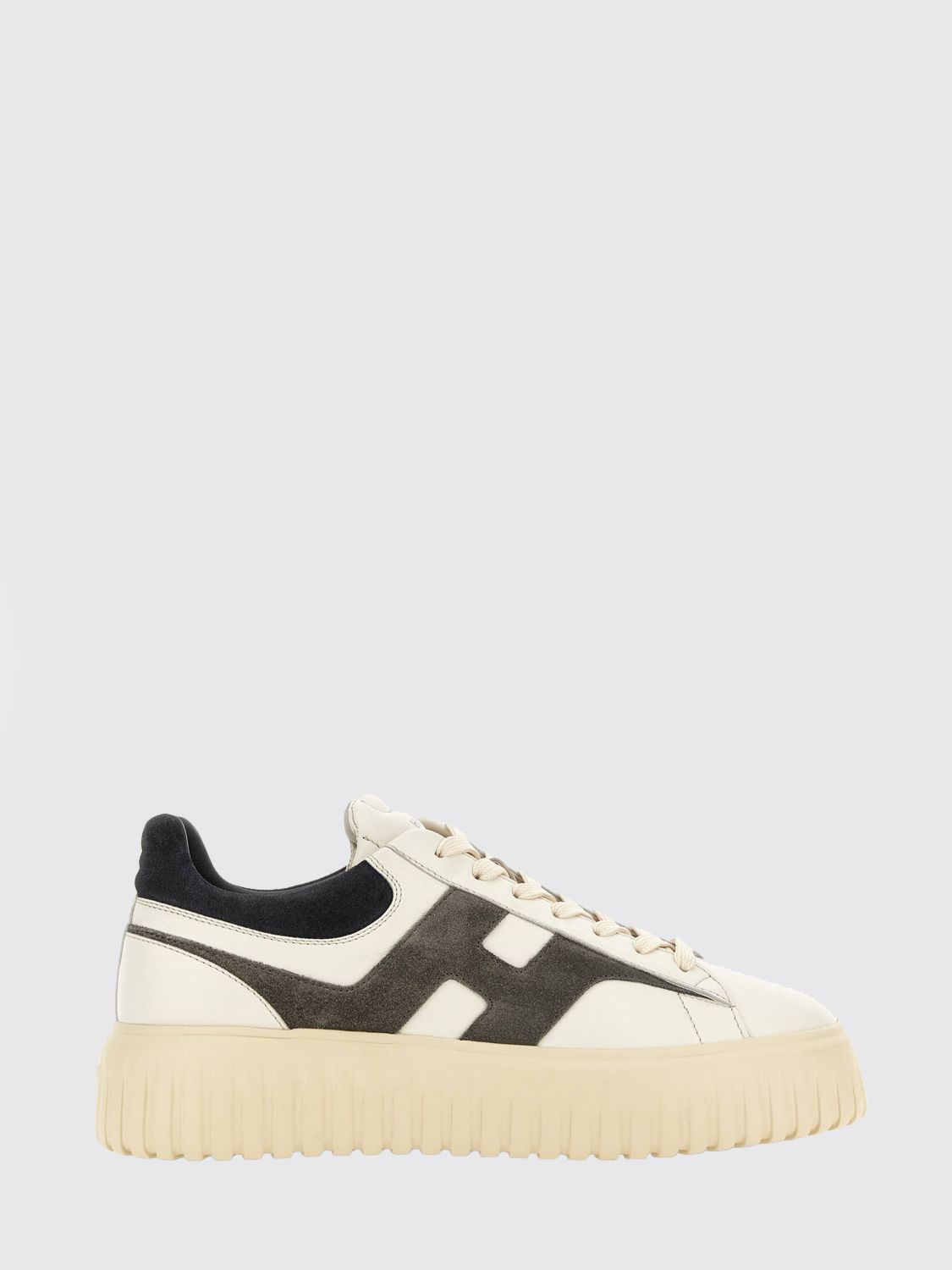 HOGAN H-Stripes Leder- und Wildleder-Sneakers mit H-Logo und Plateausohle