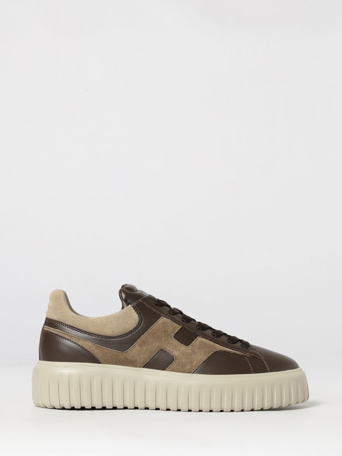 Hogan H-Stripes Leather and Suede Trainers with H Logo and Platform Sole