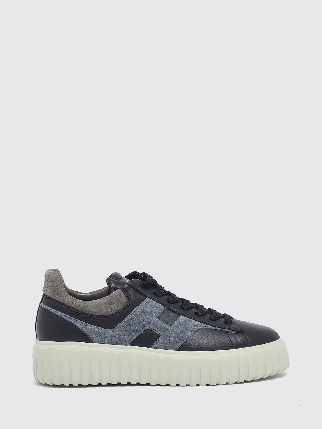 HOGAN H-Stripes Leder- und Wildleder-Sneakers mit H-Logo und Plateausohle