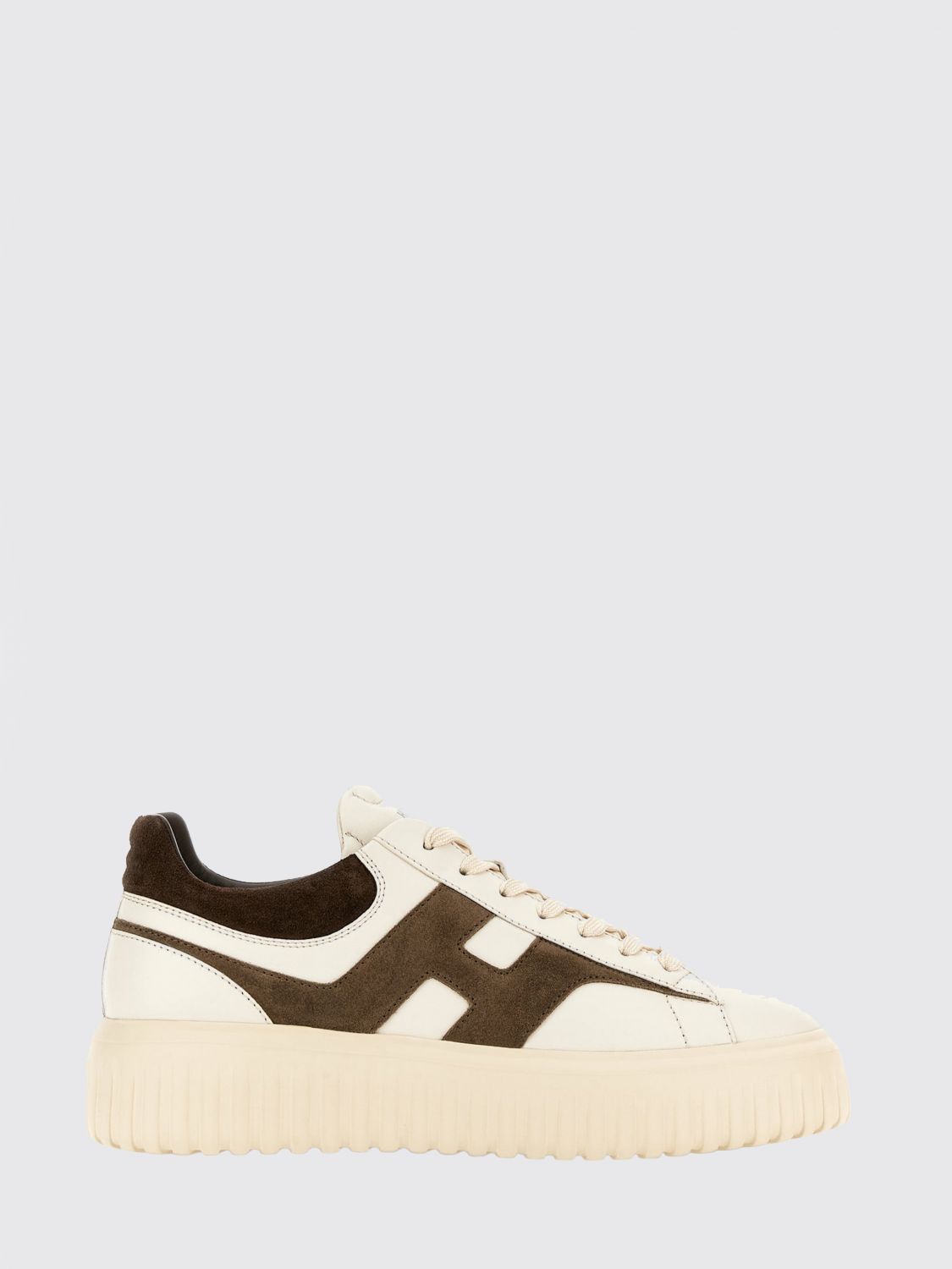 Hogan H-Stripes Leather and Suede Trainers with H Logo and Platform Sole