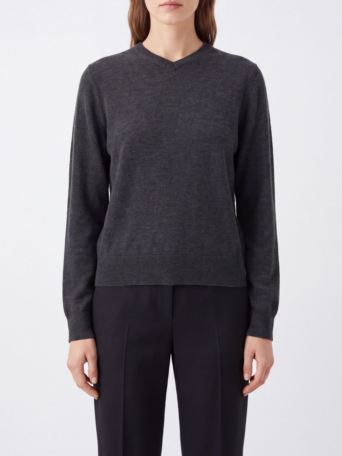 THE ROW V-Neck Jumper in a Cashmere and Silk Blend with Long Sleeves