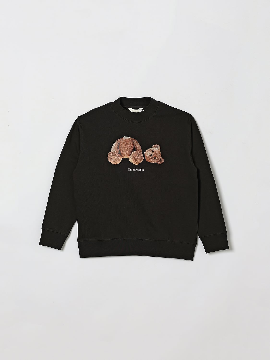 PALM ANGELS Boy's Crewneck Cotton Sweatshirt with Teddy Bear Print