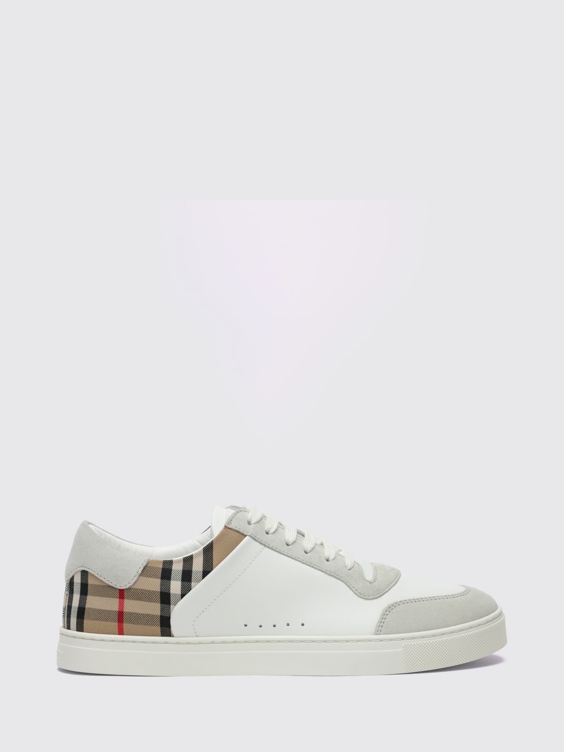 Burberry Low-Top Leather and Canvas Sneakers with Vintage Check Motif