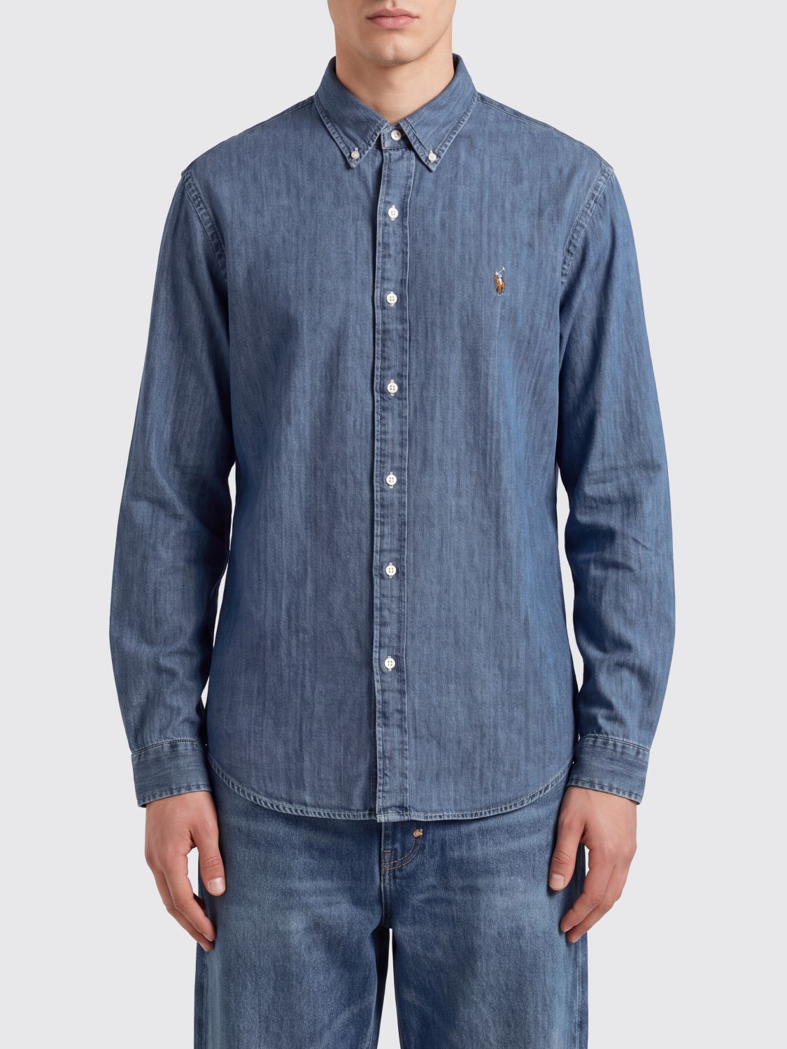 POLO RALPH LAUREN Slim-Fit-Baumwollhemd mit gesticktem Pony-Logo
