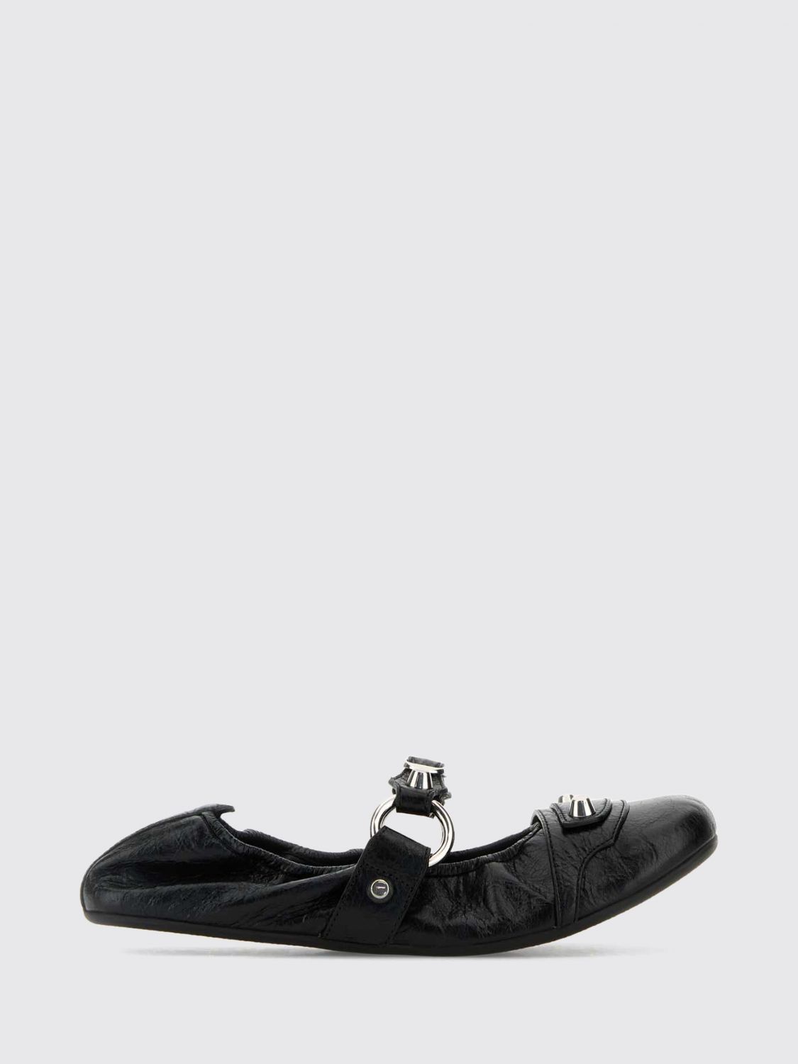 Balenciaga City Round-Toe Ballet Flats in Studded Arena Lambskin