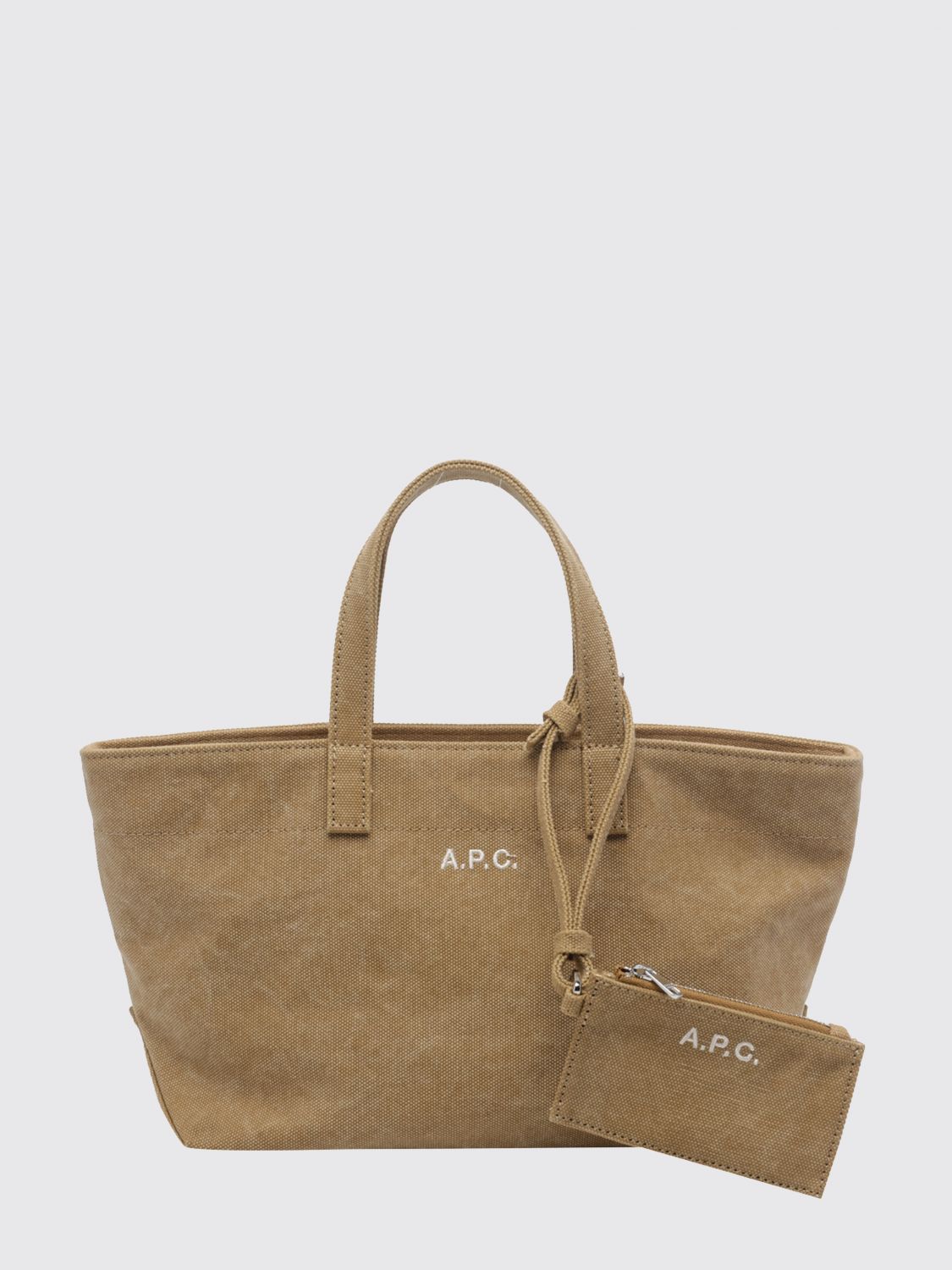 A. P.C. Le Drummer Cotton Canvas Handbag with Embroidered Logo and Zip Closure