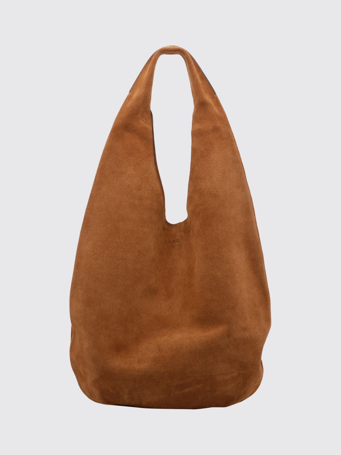 A. P.C. Le Neige Suede Leather Shoulder Bag with Rounded Shape and Flat Handle