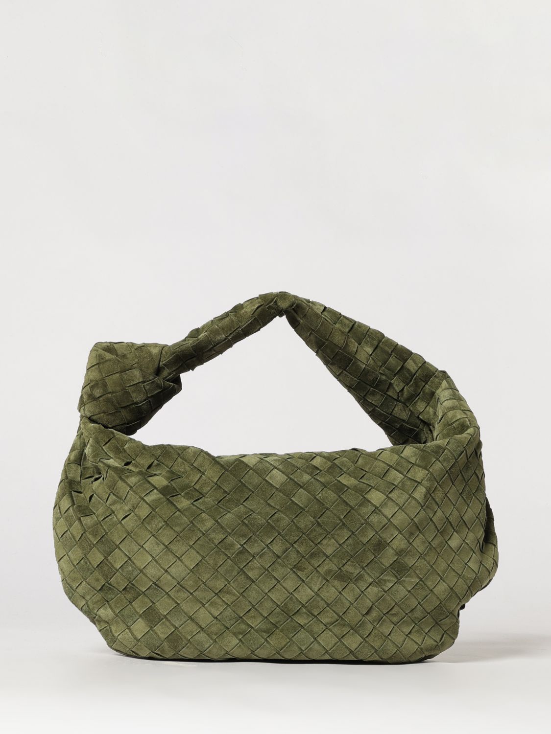 BOTTEGA VENETA Jodie Woven Suede Shoulder Bag with Knotted Handle