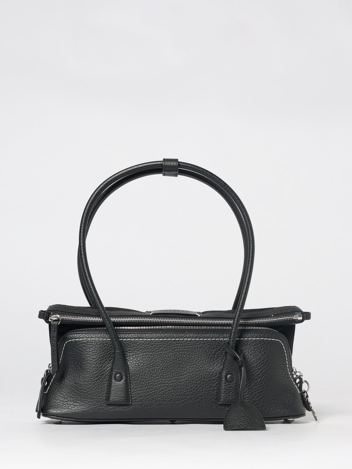 MAISON MARGIELA 5AC Calfskin Shoulder Bag with Contrast Stitching MAISON MARGIELA 5AC Calfskin Shoulder Bag with Contrast Stitching