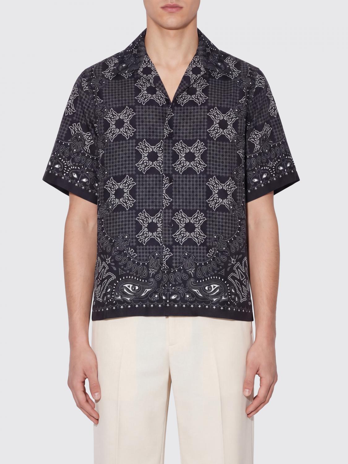 AMIRI Short-Sleeve Silk Shirt with Paisley Print and Cuban Collar