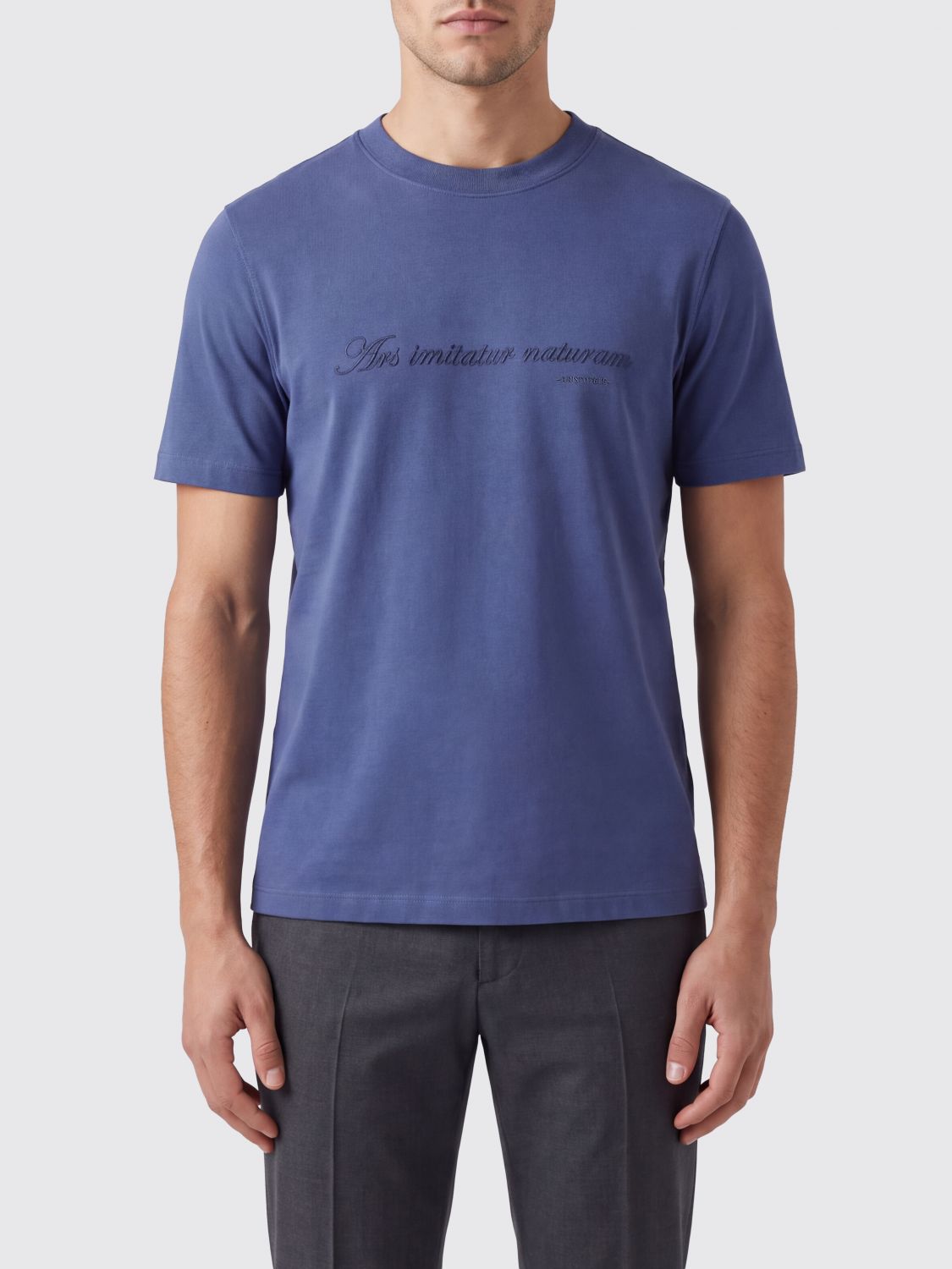 BRUNELLO CUCINELLI Slogan-Print Cotton T-Shirt with Embroidered Logo