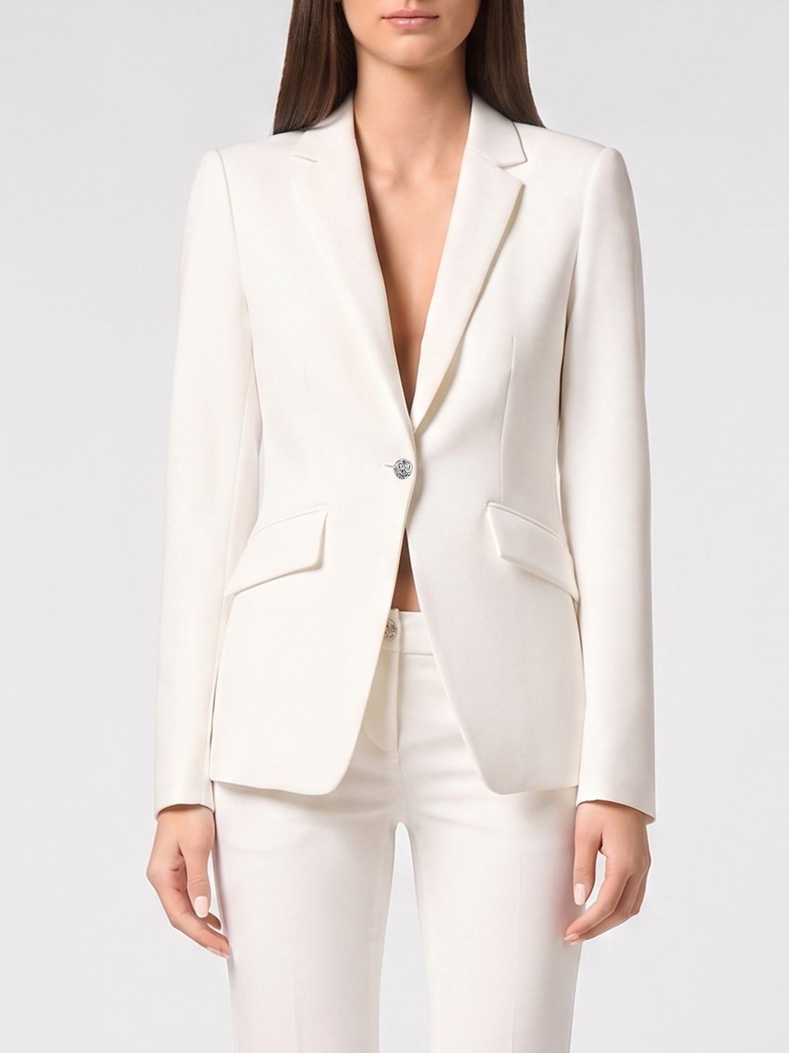 Philipp Plein Single-Breasted Cropped Crêpe Blazer with Skull Print and Rhinestones · L