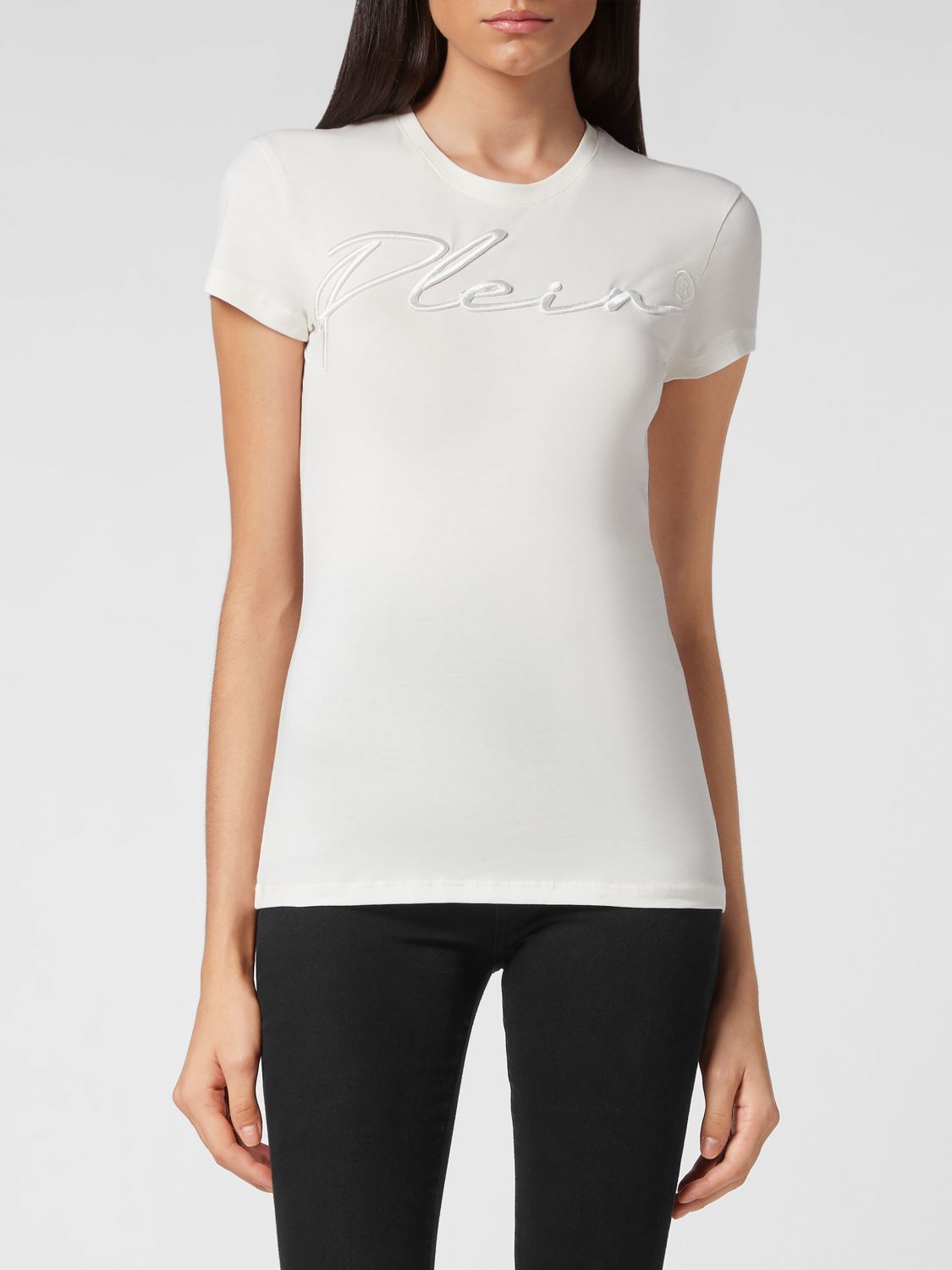 PHILIPP PLEIN Slim-Fit Jersey-T-Shirt mit Rundhalsausschnitt und Ton-in-Ton-Logostickerei