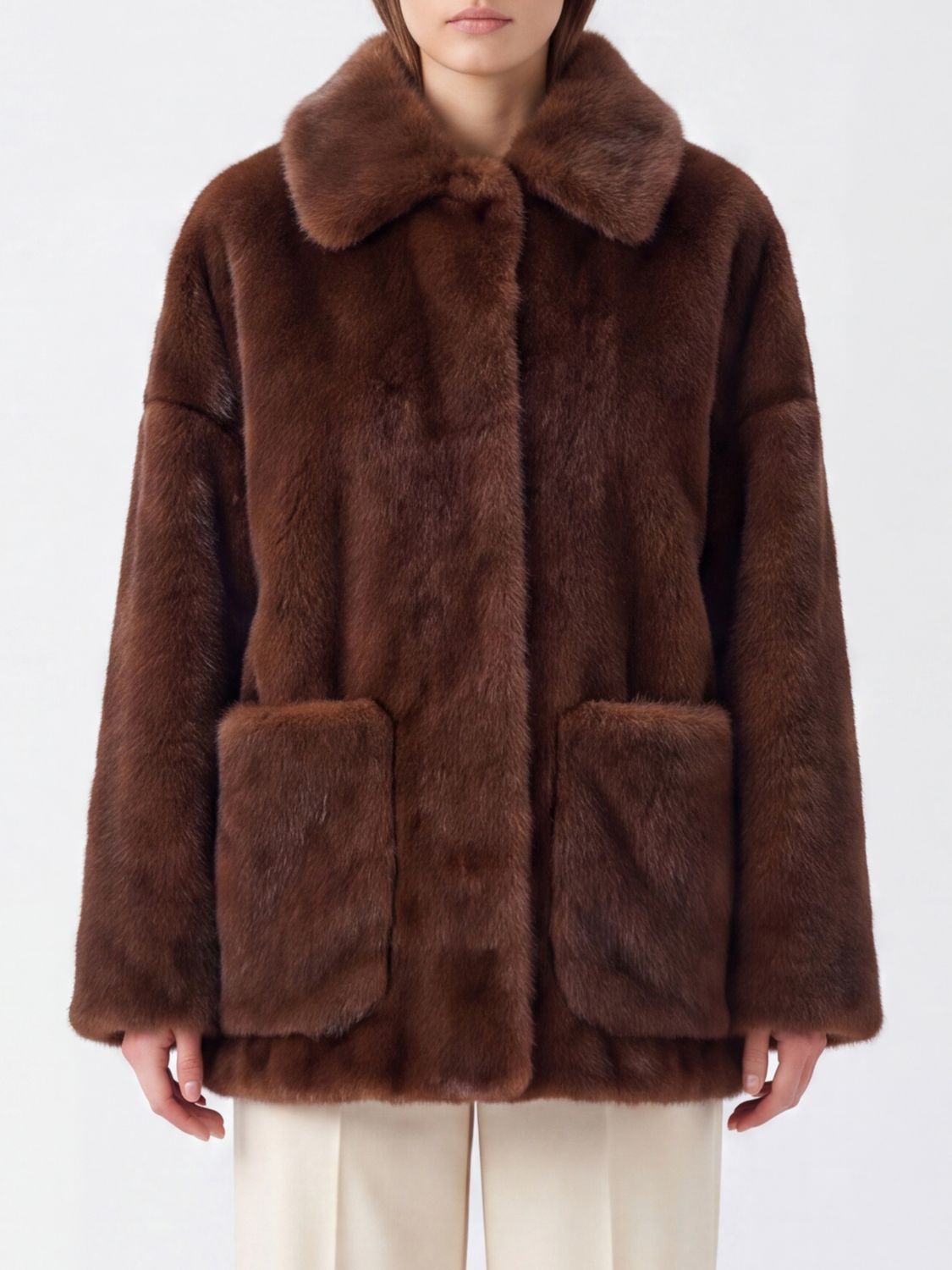 HERNO Fur Coat Woman color Dark