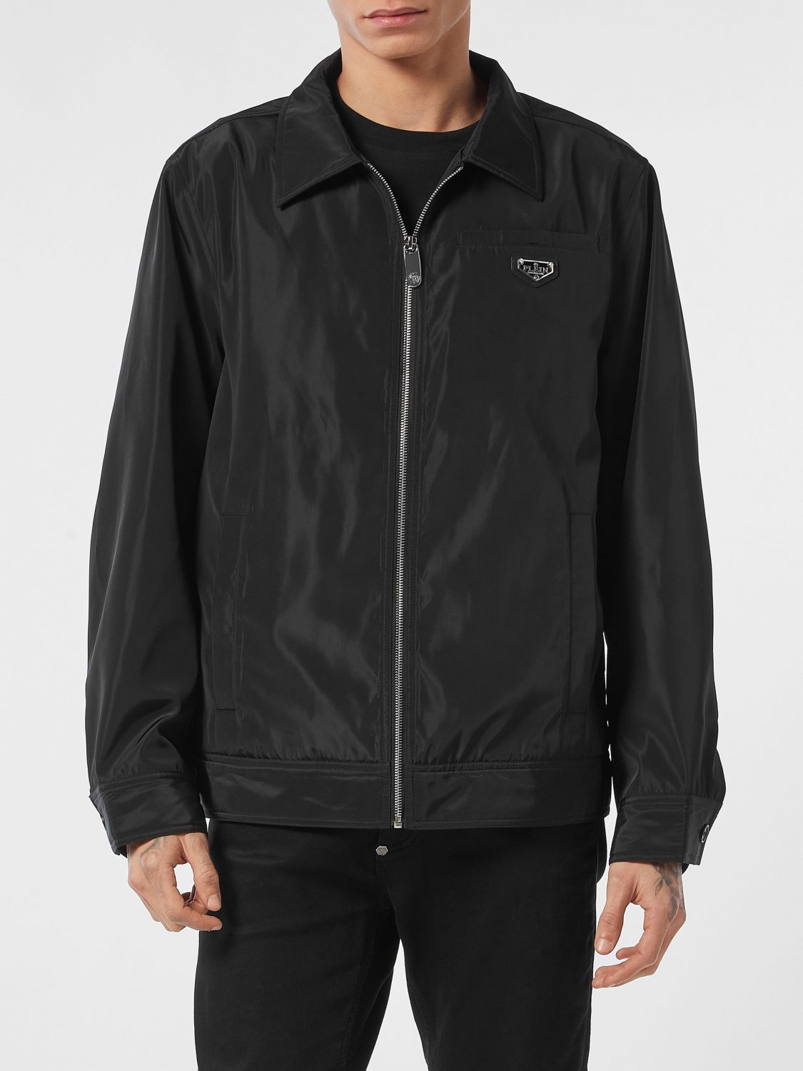 PHILIPP PLEIN Polyester Shirt-Style Lightweight Jacket with Zip Closure