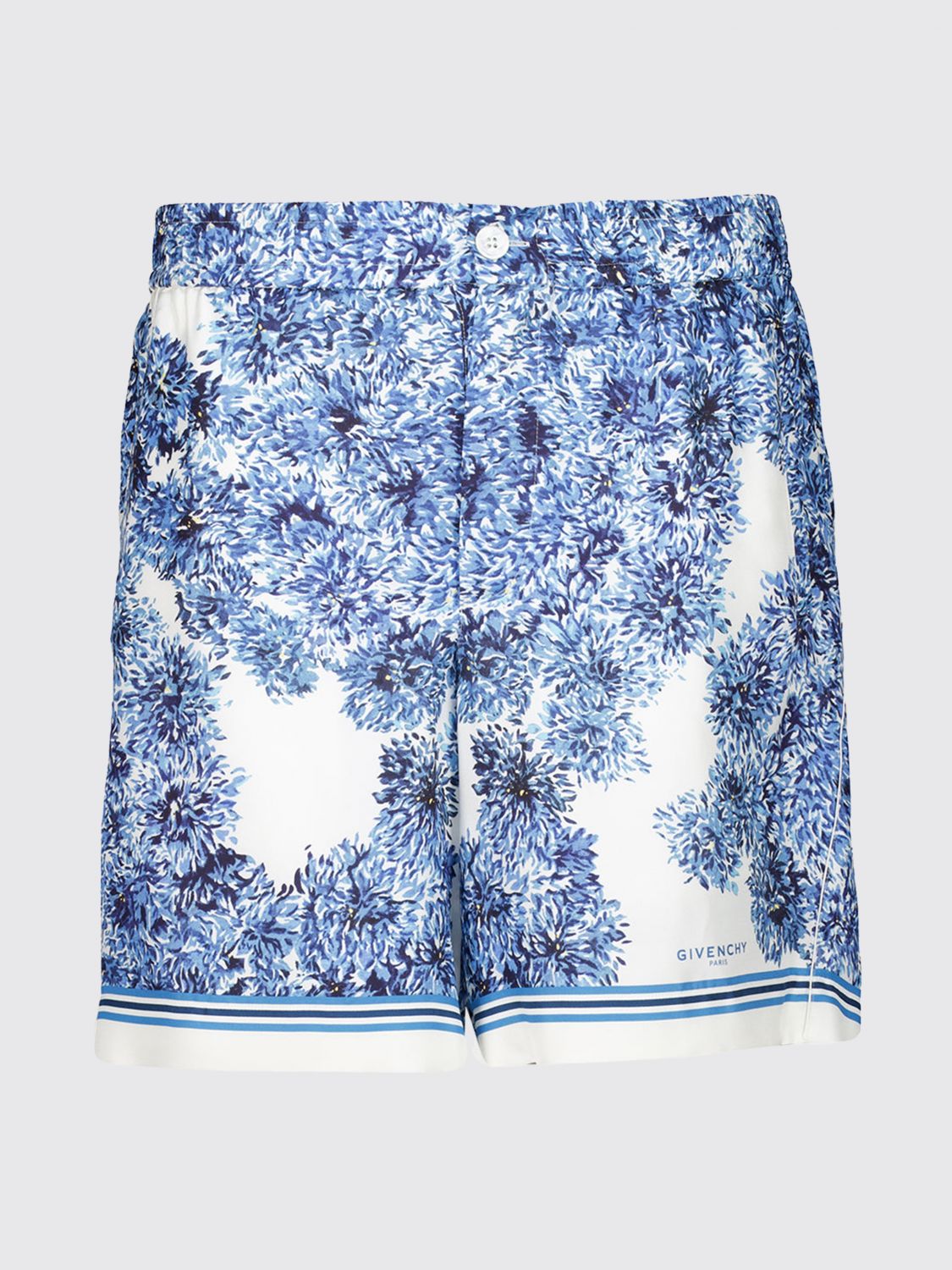Givenchy Floral-Print Silk Shorts with Mid-Rise Waist