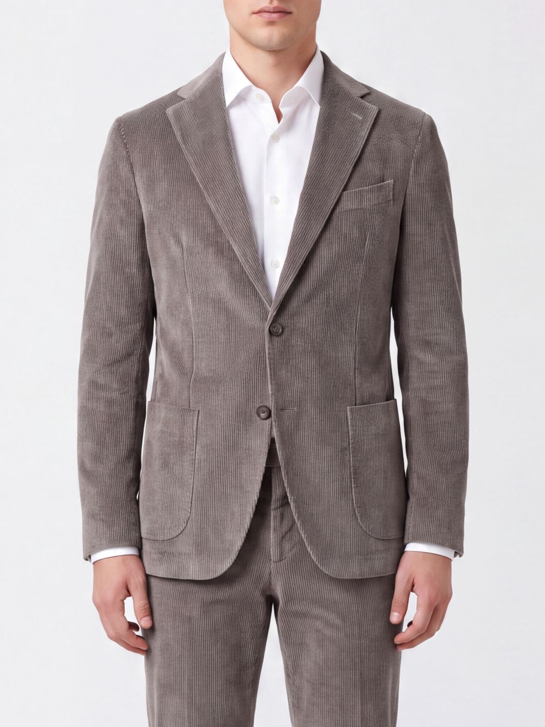 Eleventy Single-Breasted Corduroy Velvet Blazer with Peaked Lapels