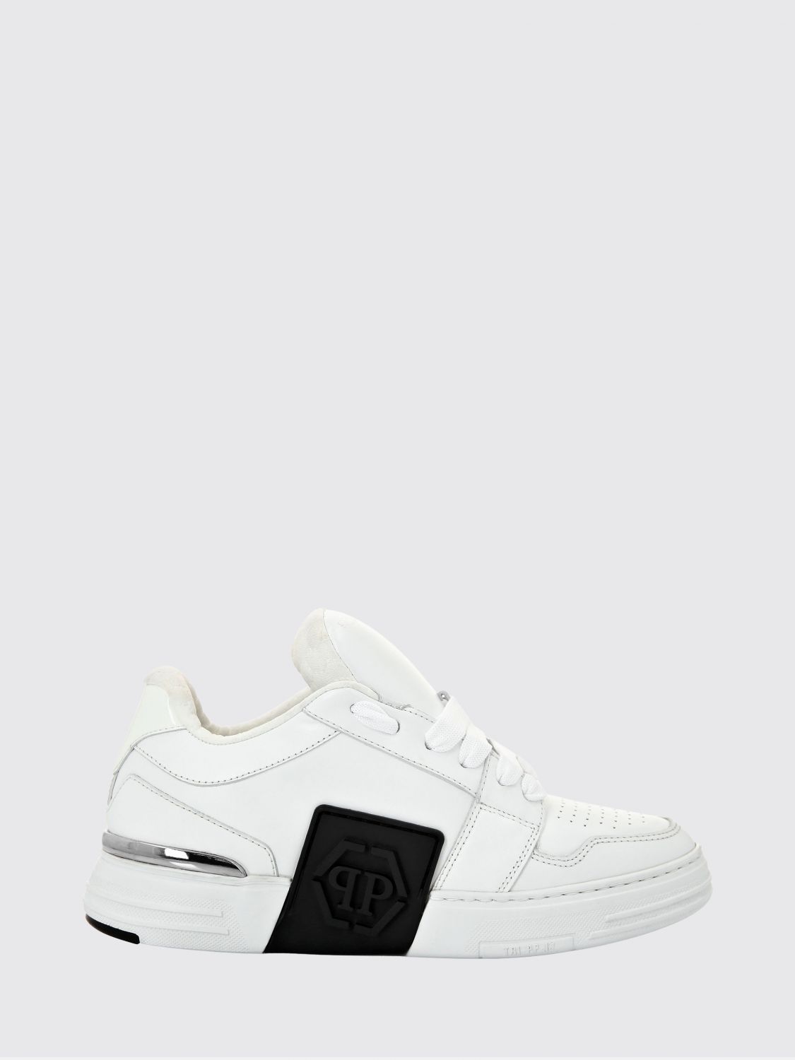 PHILIPP PLEIN Super Street Leder-Sneaker mit Gummi-Hexagon-Logo