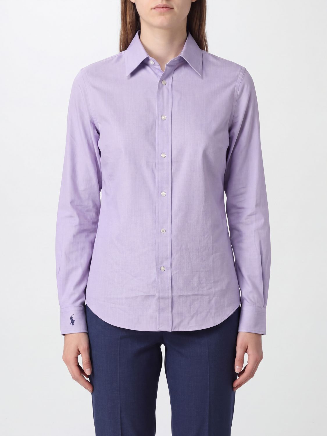 POLO RALPH LAUREN Slim Fit Cotton Shirt with Embroidered Pony Logo