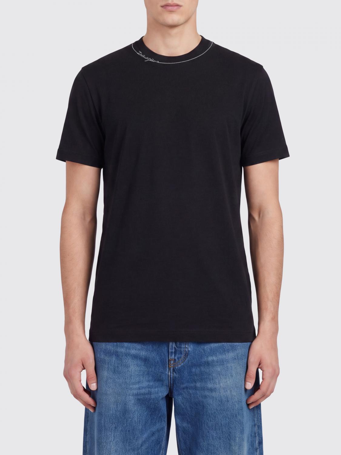 DOLCE & GABBANA Slim-Fit-T-Shirt aus Baumwolle mit Rundhalsausschnitt und Kontrast-Logo