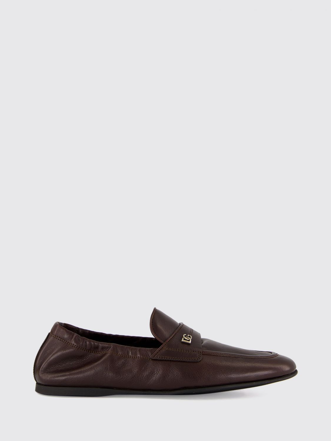 DOLCE & GABBANA Loafer aus glattem Kalbsleder mit spitzer Kappe und DG-Logo