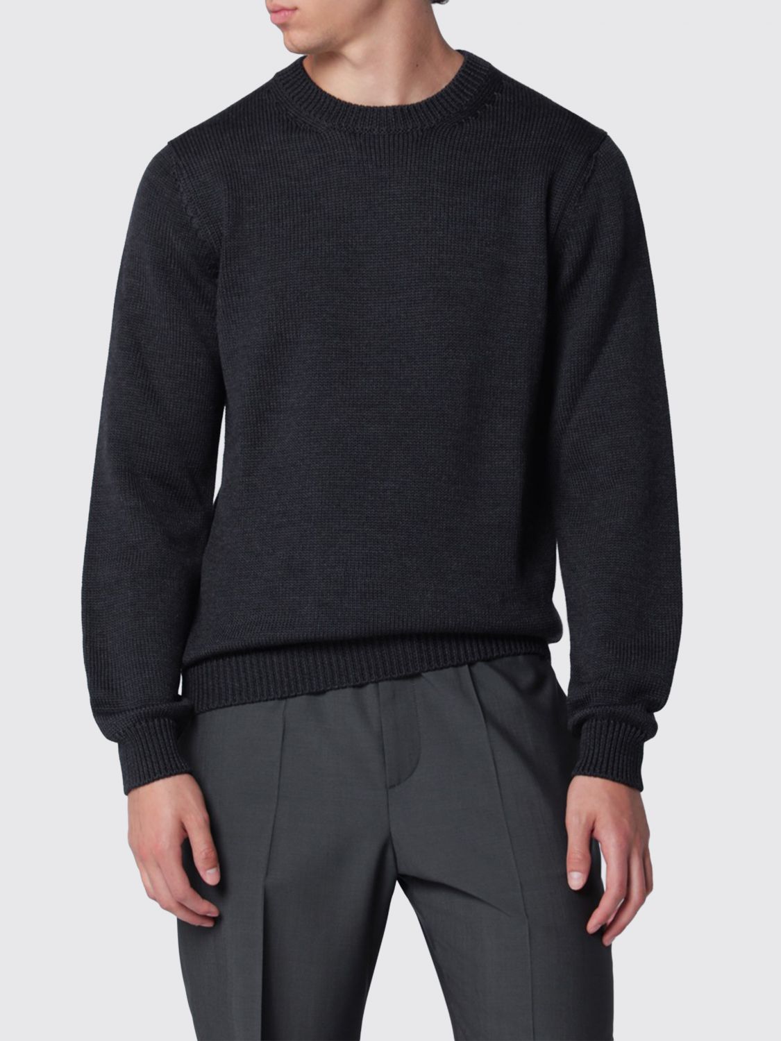 ROBERTO COLLINA Crewneck Long-Sleeved Jumper in Fine Merino Wool