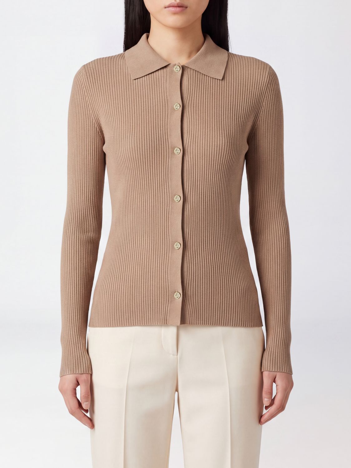 'S Max Mara Maglia a polo in pura lana vergine con vestibilità slim fit