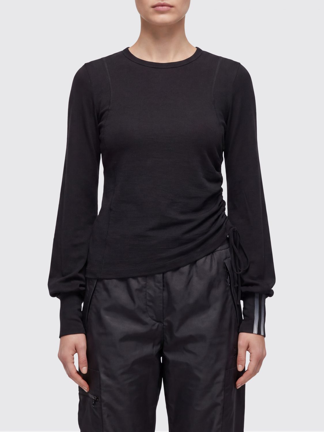 Y-3 Slim Fit Wool Long-Sleeved T-Shirt with 3-Stripes Logo