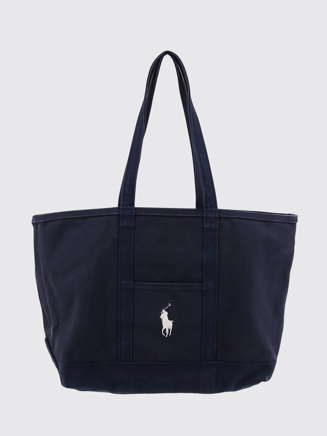 POLO RALPH LAUREN Cotton Tote Bag with Embroidered Pony Logo and Zip Closure POLO RALPH LAUREN Cotton Tote Bag with Embroidered Pony Logo and Zip Closure