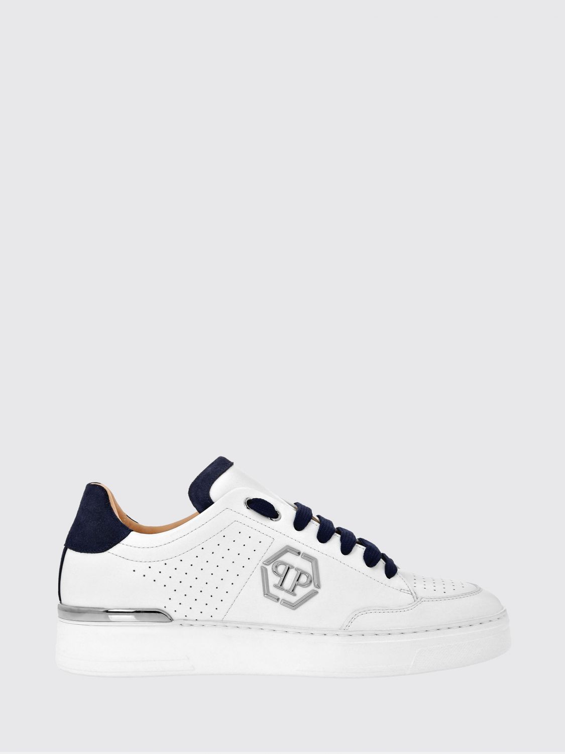 Philipp Plein Leather and Suede Low-Top Sneakers with Monogram and Logo · 36