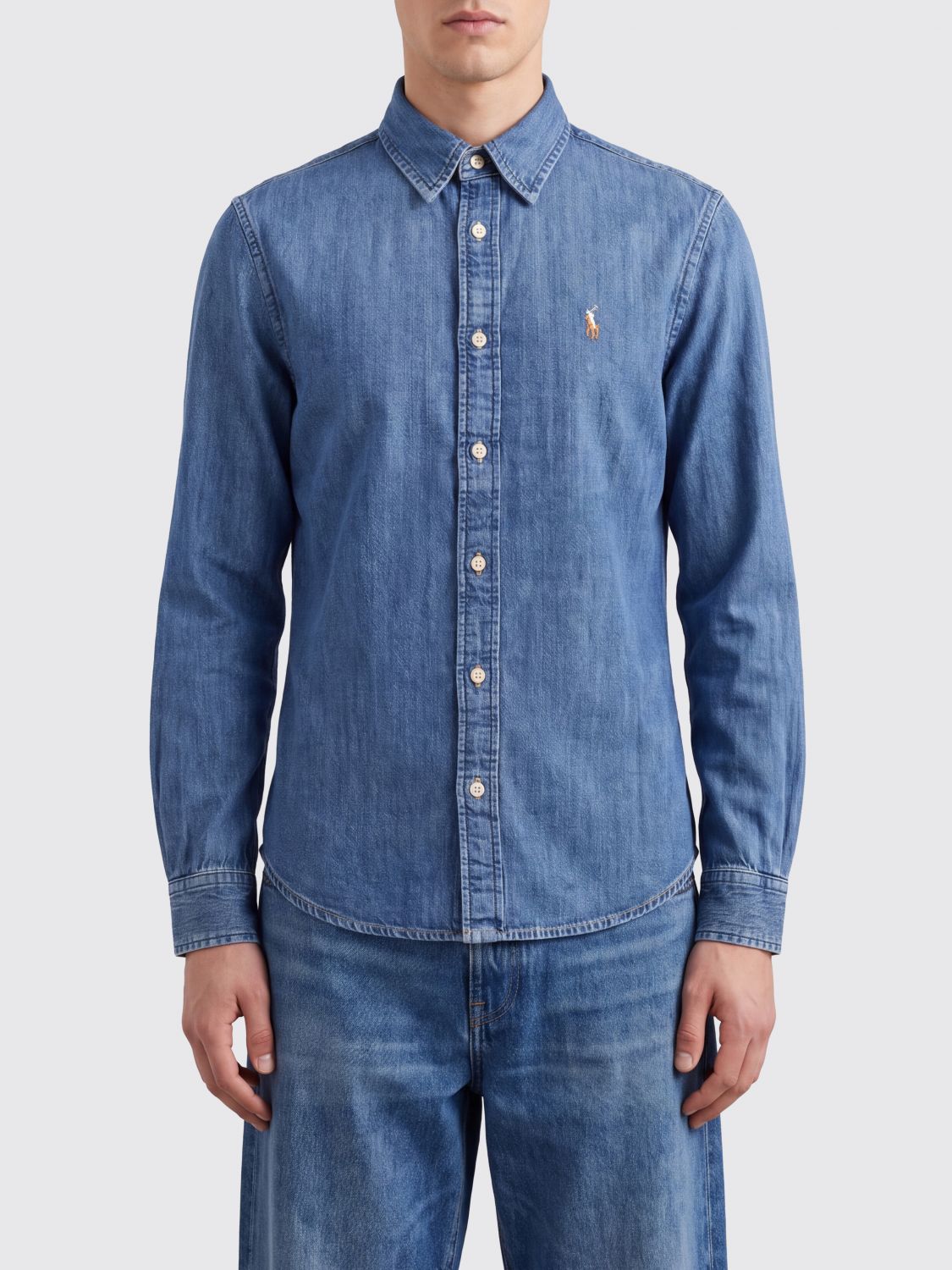 POLO RALPH LAUREN Slim-Fit-Jeanshemd aus Baumwolle mit gesticktem Pony-Logo