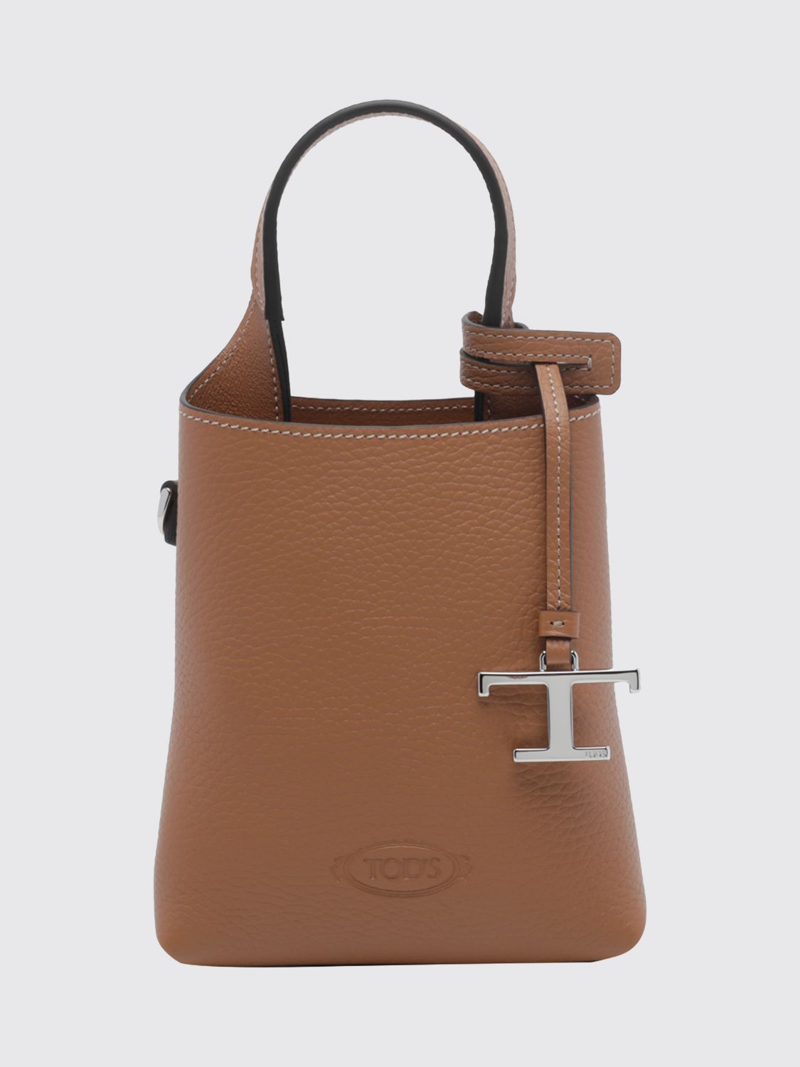 TOD'S Mini Handbag in Hammered Leather with Logo Charm