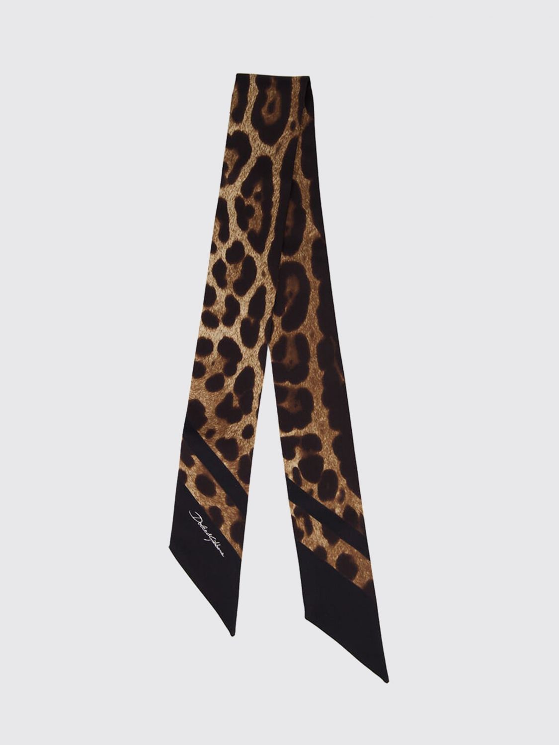 DOLCE & GABBANA Seiden-Bandeau mit Animal-Print und Logo
