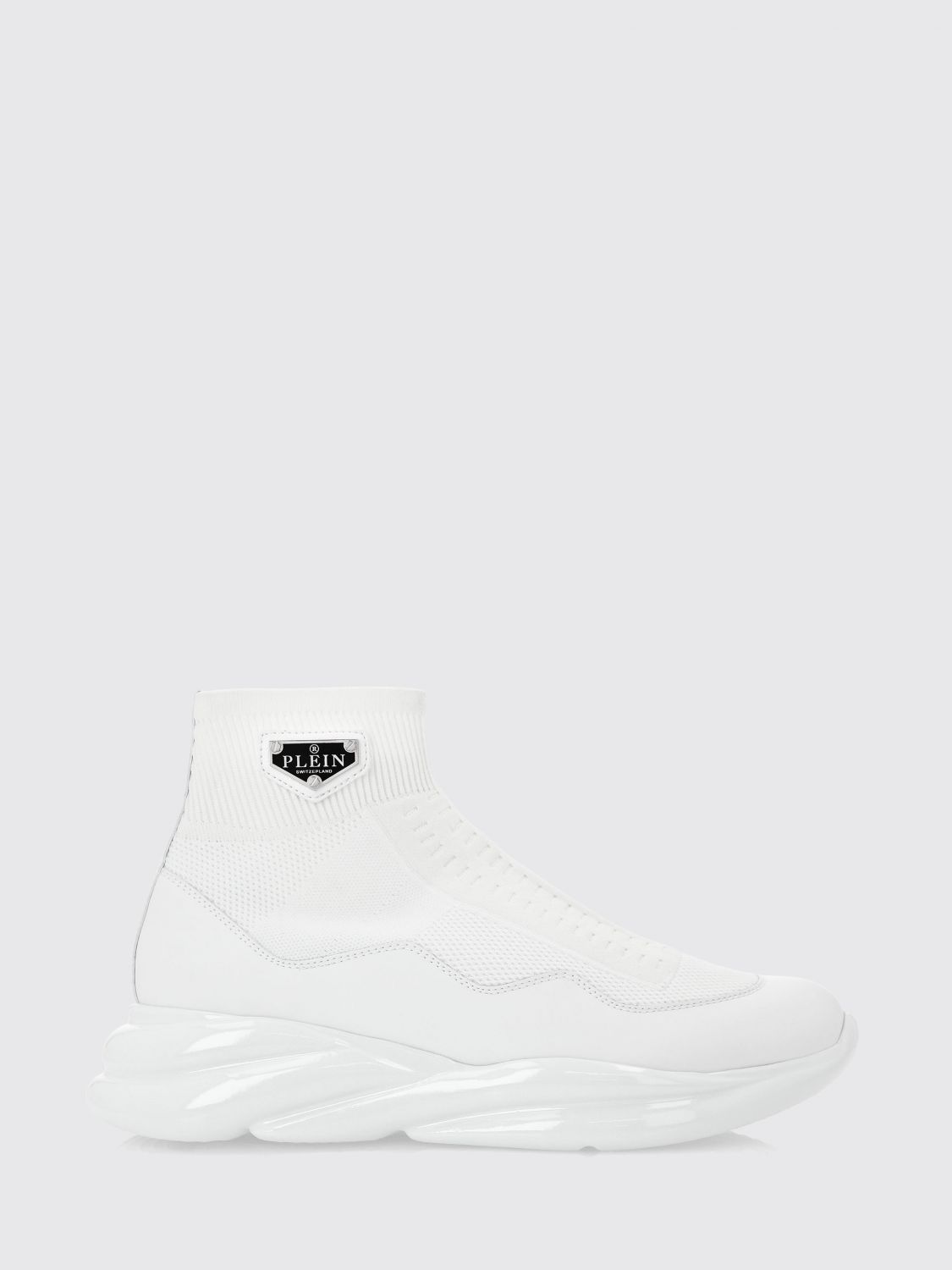 PHILIPP PLEIN High-Top Slip-On Sneakers with a Sock Design and Leather Inserts