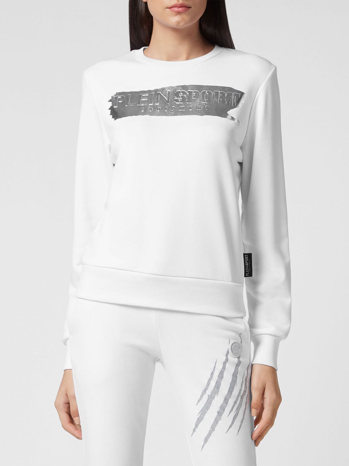 Plein Sport Felpa girocollo in jersey con logo a contrasto