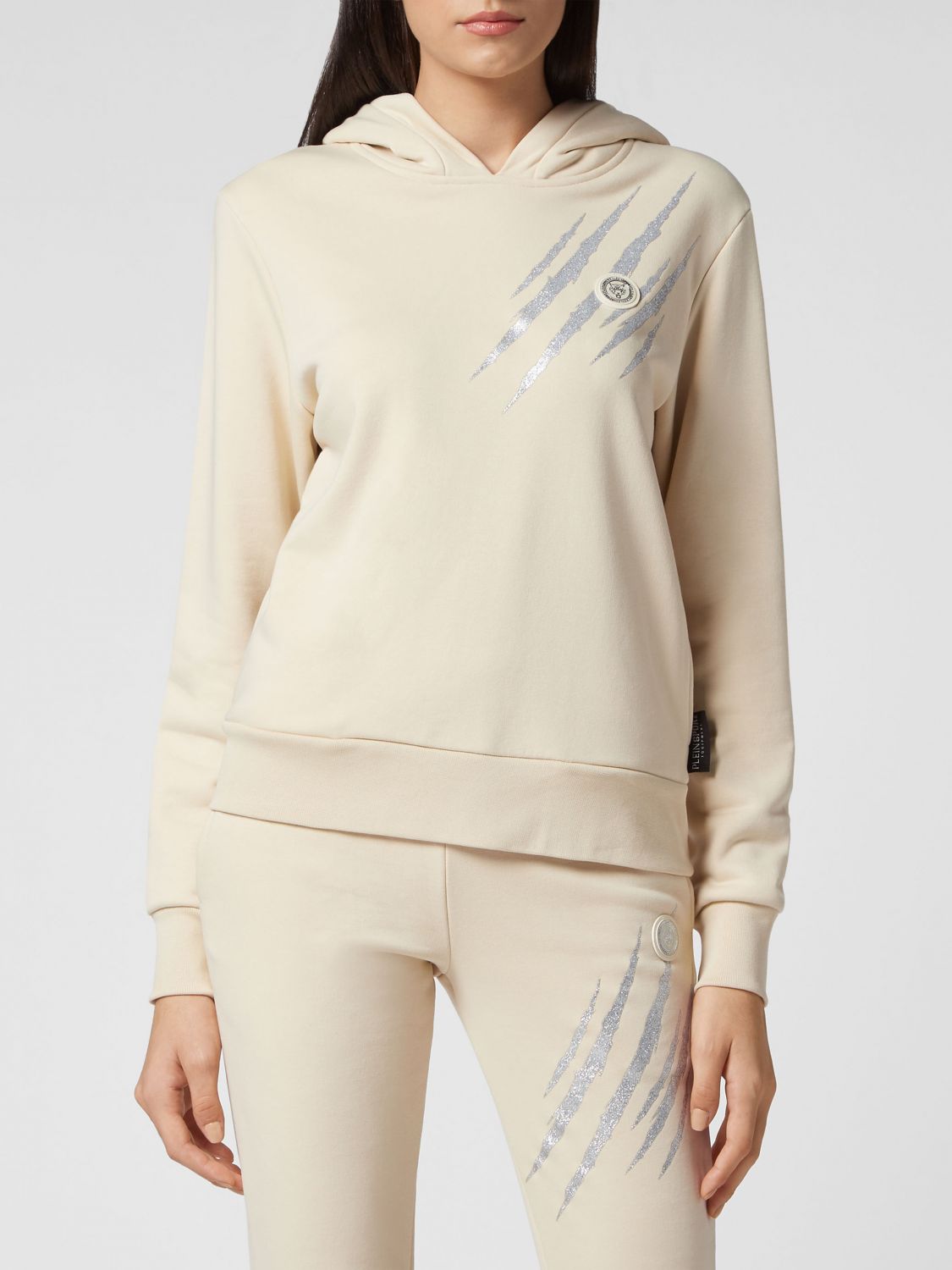 Plein Sport Felpa con cappuccio in jersey con logo Hexagon