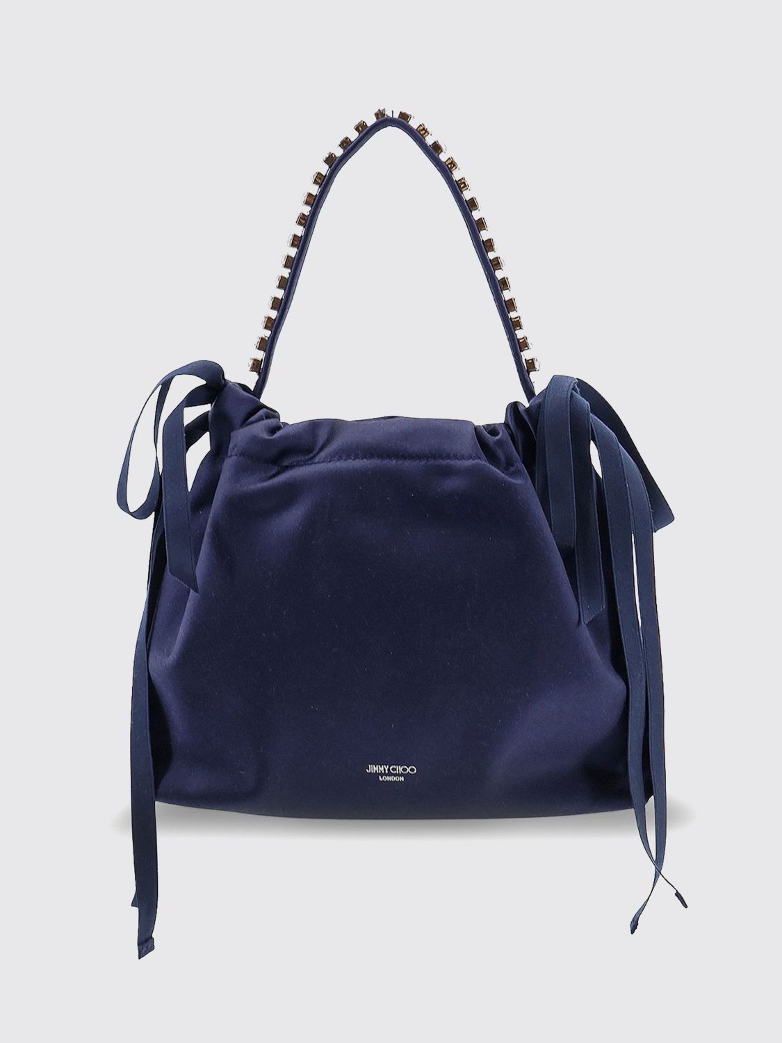 JIMMY CHOO Borsa a secchiello in raso con manico gioiello
