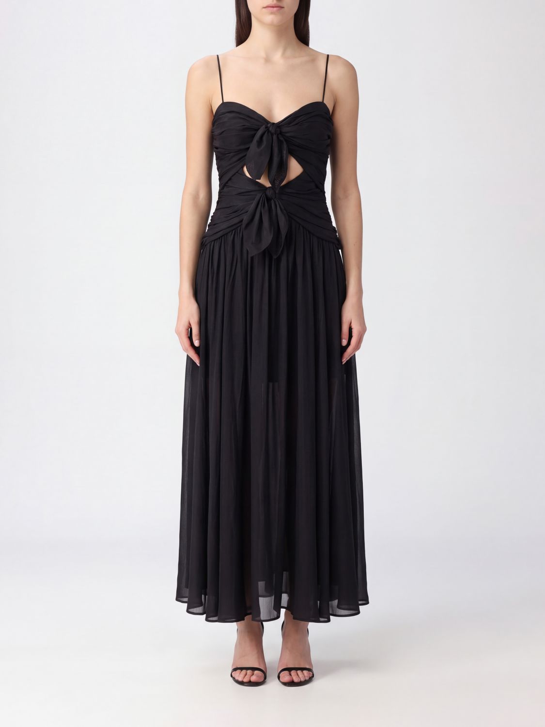 ZIMMERMANN Schulterfreies Midi-Abendkleid aus reiner Seide mit Cut-Outs